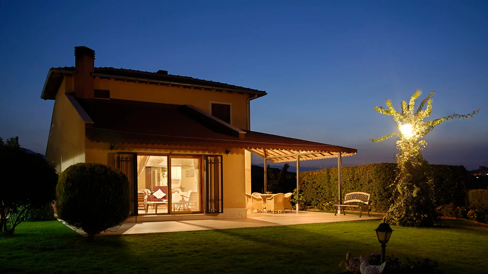 house well lit up in security a home