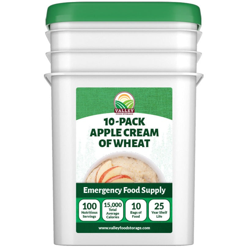 Apple Cream of Wheat | 10 Pack + Bucket BREAKFAST From Valley Food Storage