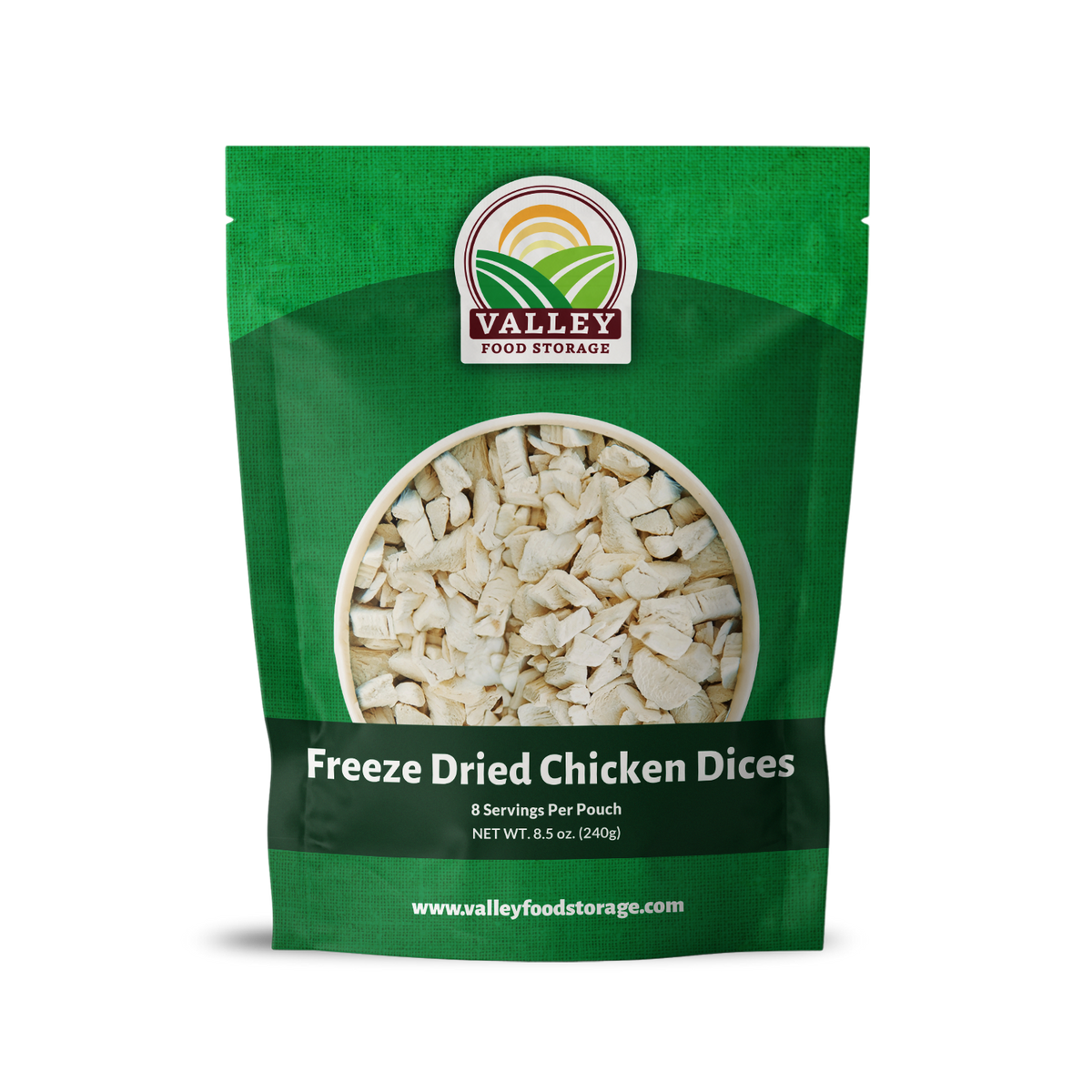 Freeze-Dried Chicken Dices From Valley Food Storage