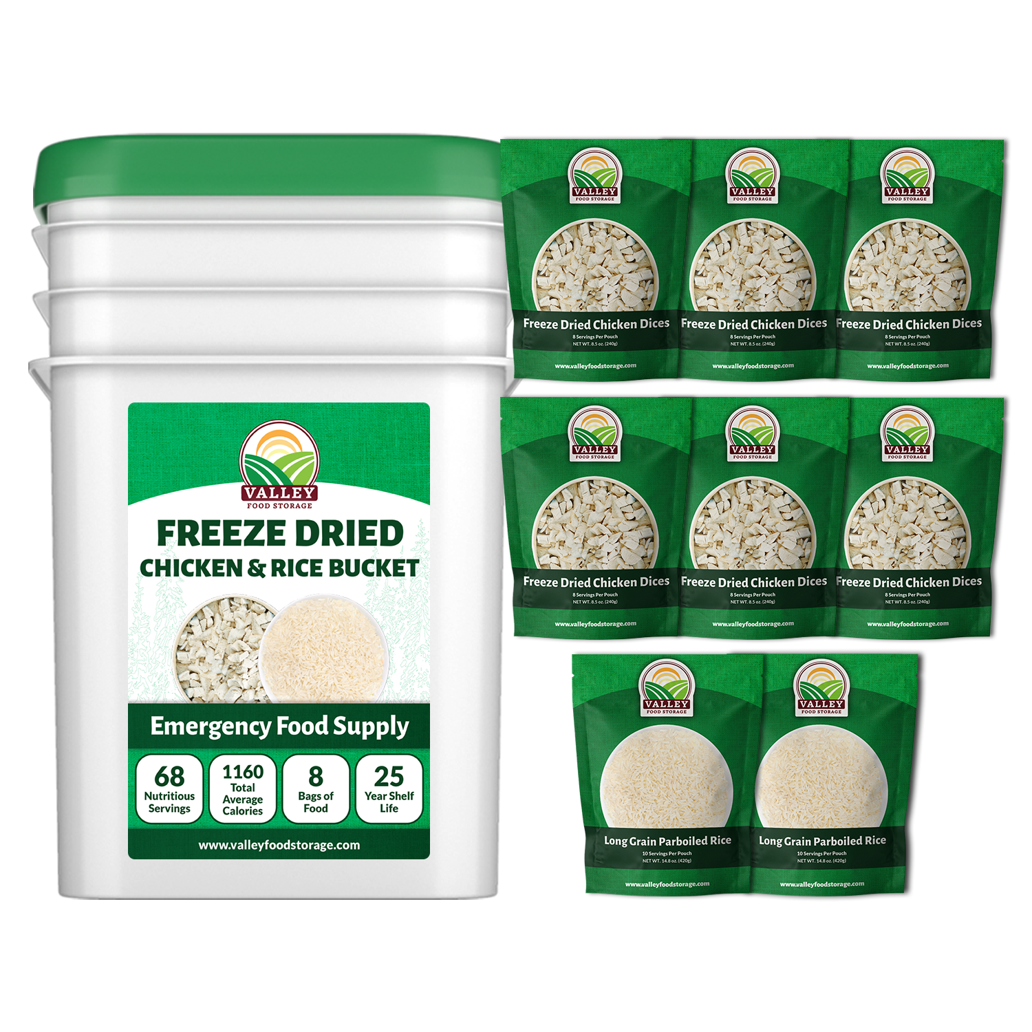 Freeze-Dried Chicken & Rice Bucket - Valley Food Storage