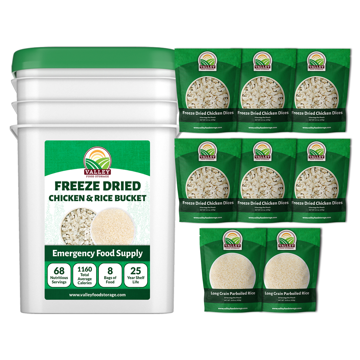 Frozen Rice Storage Freeze-Dried Chicken & Rice Bucket - Valley Food Storage