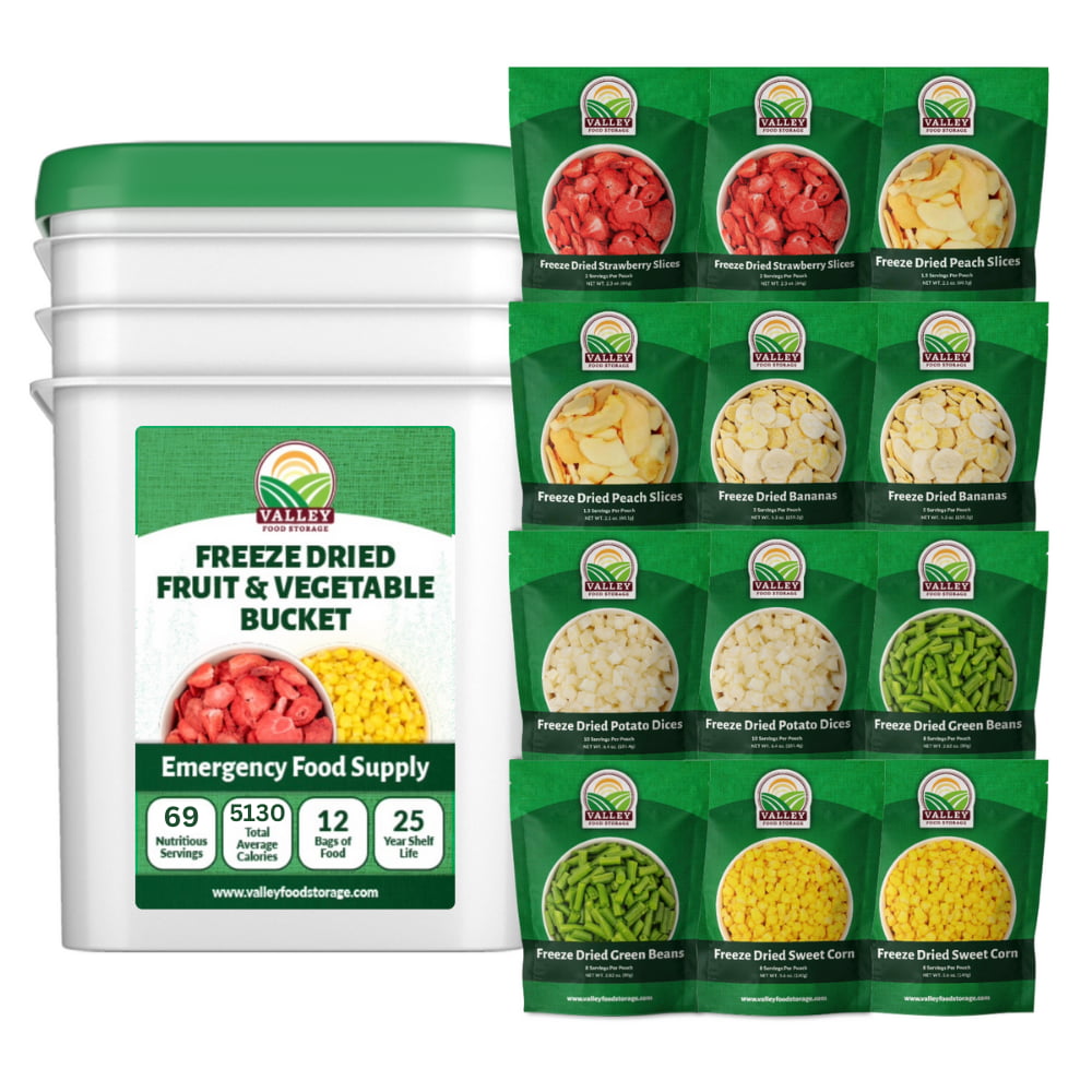 Freeze Dried Fruit & Vegetable Bucket (30% OFF) Freeze Dried Fruit & Vegetable Bucket (30% OFF) From Valley Food Storage