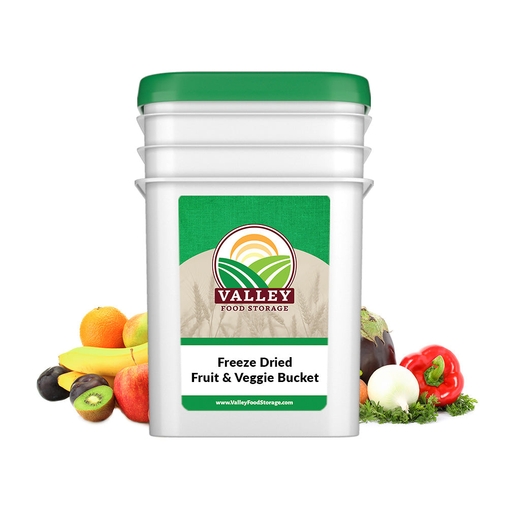 Freeze Dried Fruit & Vegetable Bucket - 12 Pouches From Valley Food Storage