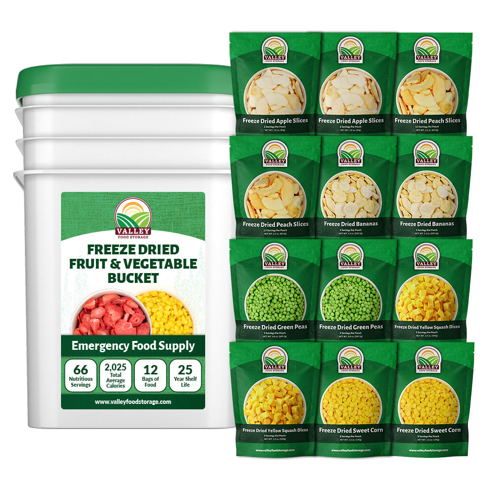Freeze Dried Fruit &amp; Vegetable Bucket From Valley Food Storage