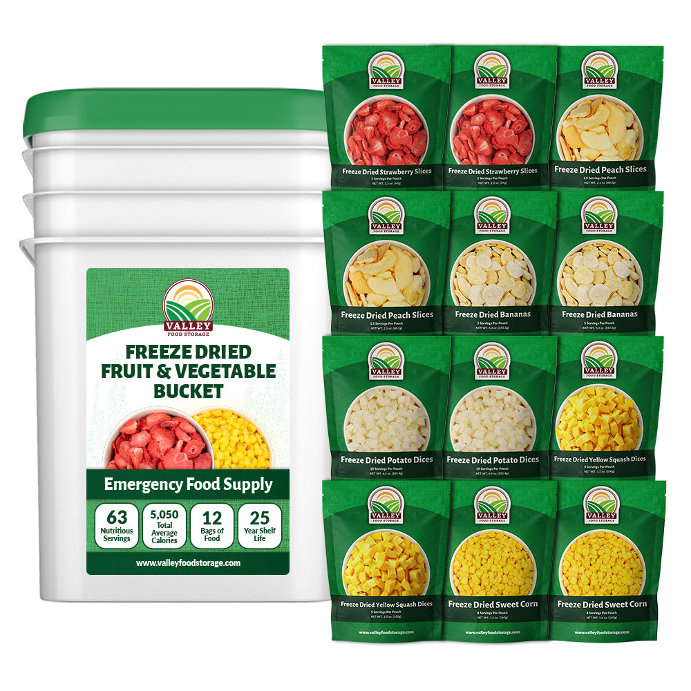 Freeze Dried Fruit & Vegetable Bucket From Valley Food Storage