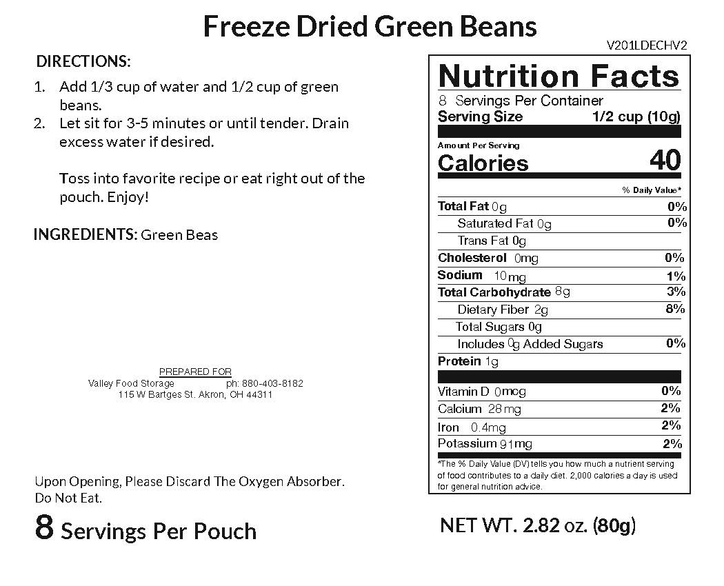 Freeze Dried Green Beans From Valley Food Storage