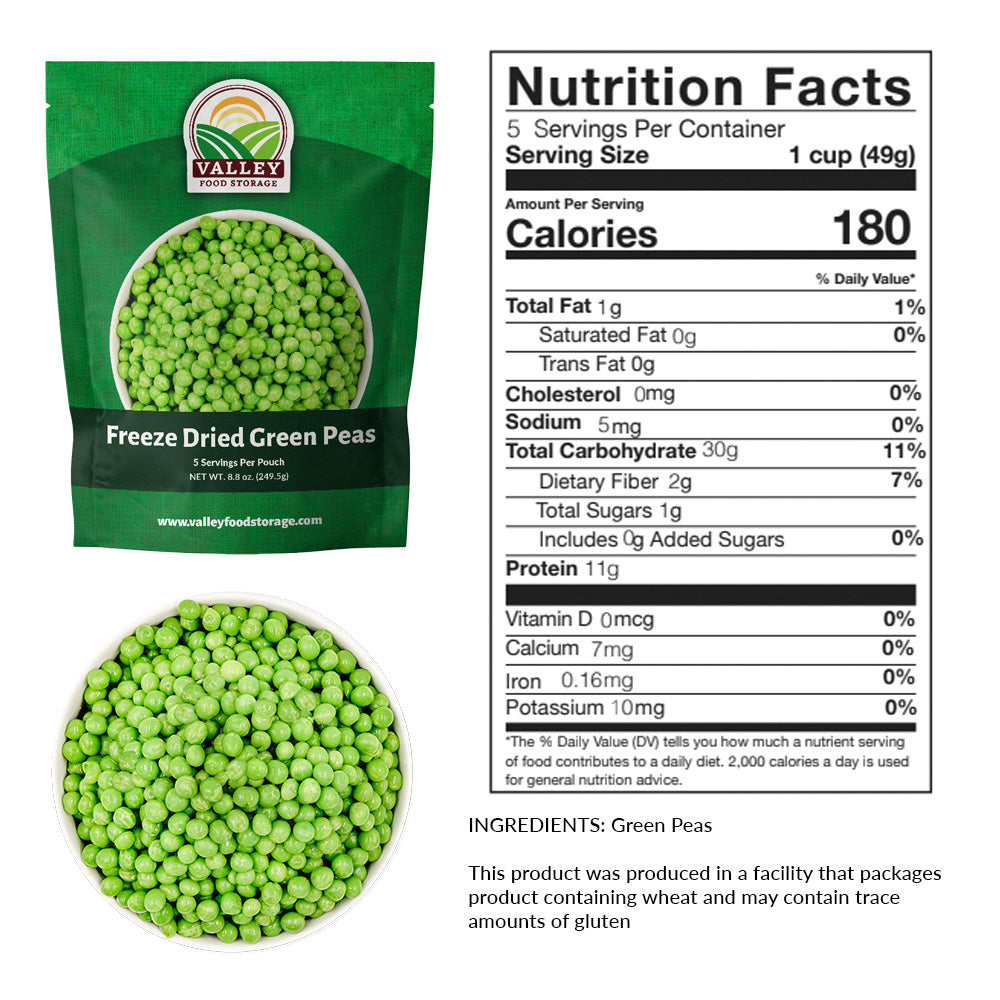 Freeze Dried Green Peas From Valley Food Storage