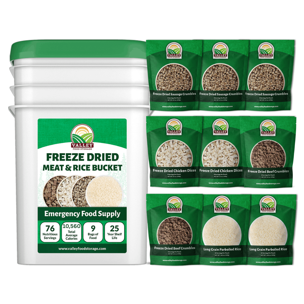 Freeze Dried Meat & Rice Bucket - Valley Food Storage