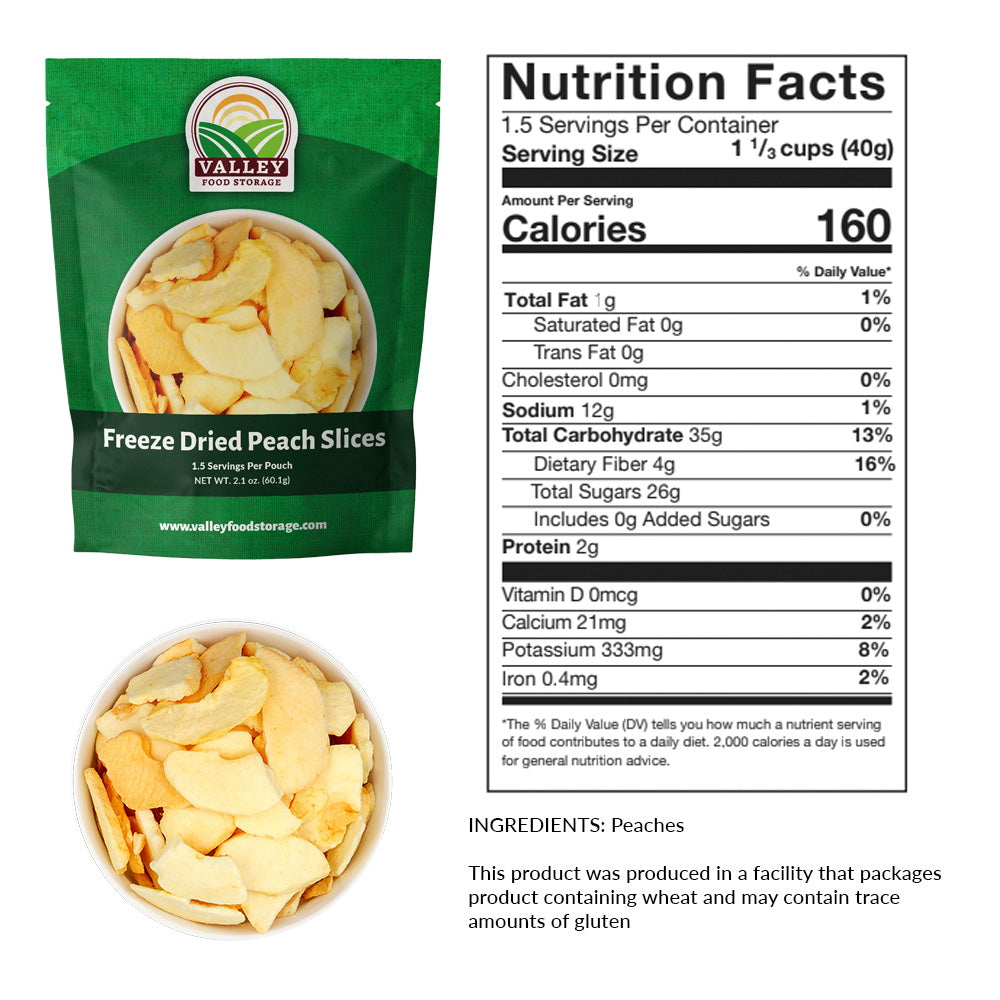 Freeze Dried Peach Slices From Valley Food Storage