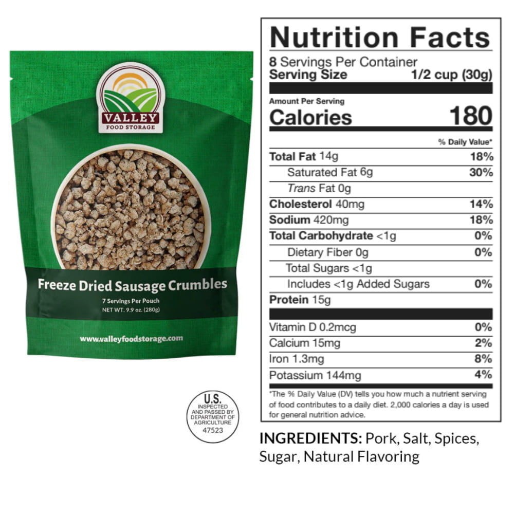 Freeze Dried Sausage Crumbles Freeze Dried Sausage Crumbles | Buy Freeze Dried & Dehydrated Sausage Crumbles  From Valley Food Storage