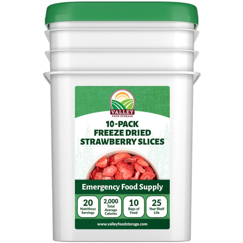 Freeze Dried Strawberries | 10 Pack + Bucket FRUIT From Valley Food Storage