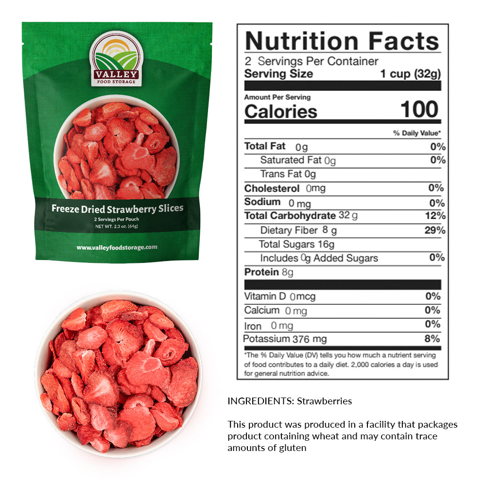 Freeze Dried Strawberry Slices From Valley Food Storage