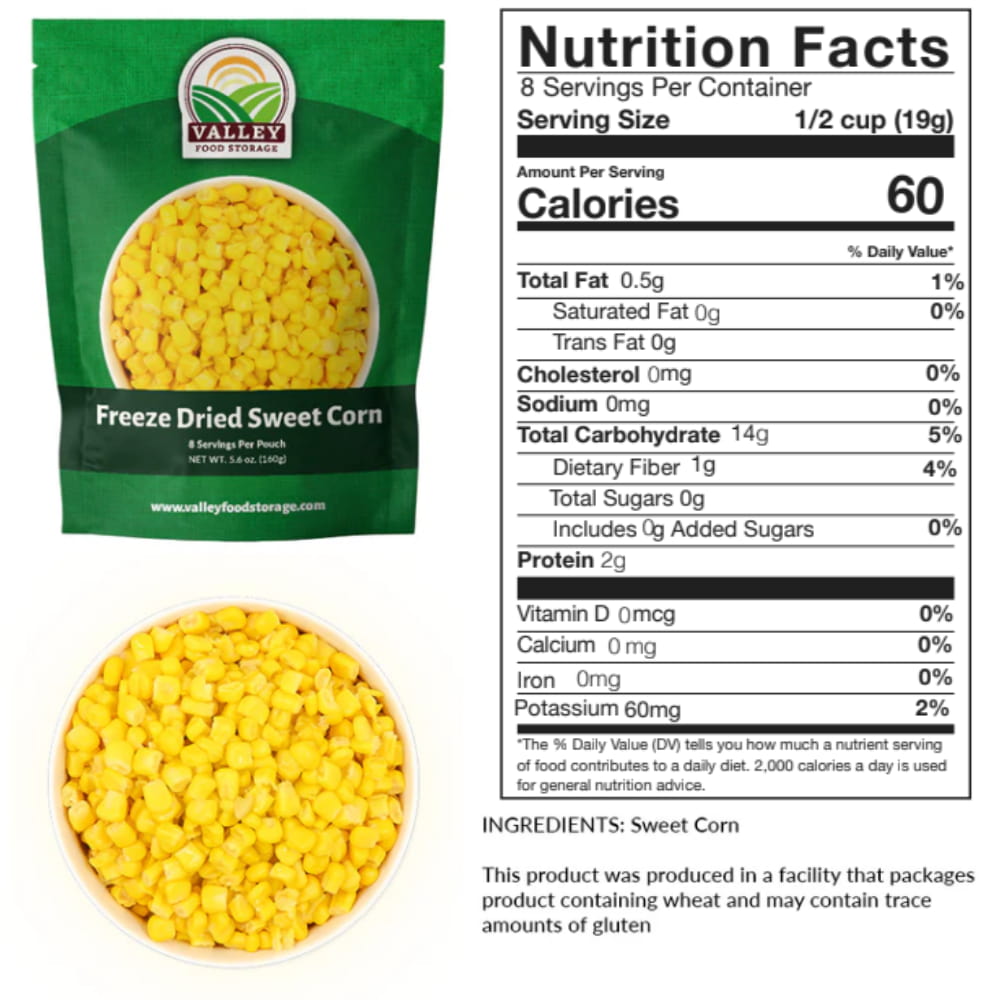 Freeze Dried Sweet Corn - 10 Pack Freeze Dried Corn | Order Freeze Dried Corn in Bulk From Valley Food Storage