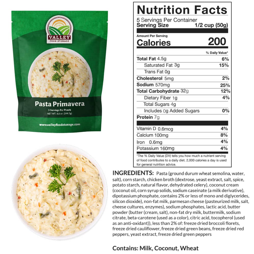 Pasta Primavera Pasta Primavera From Valley Food Storage