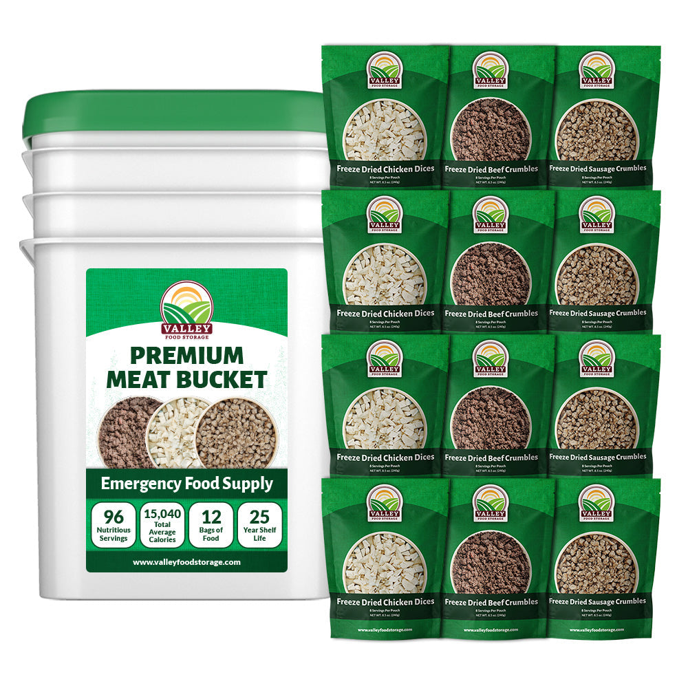 Premium Protein Bucket With Freeze-Dried Meat From Valley Food Storage