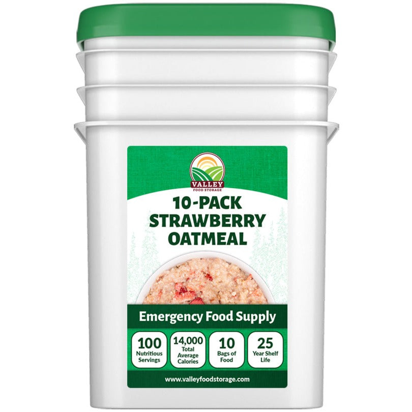 Strawberry Oatmeal | 10 Pack + Bucket BREAKFAST From Valley Food Storage