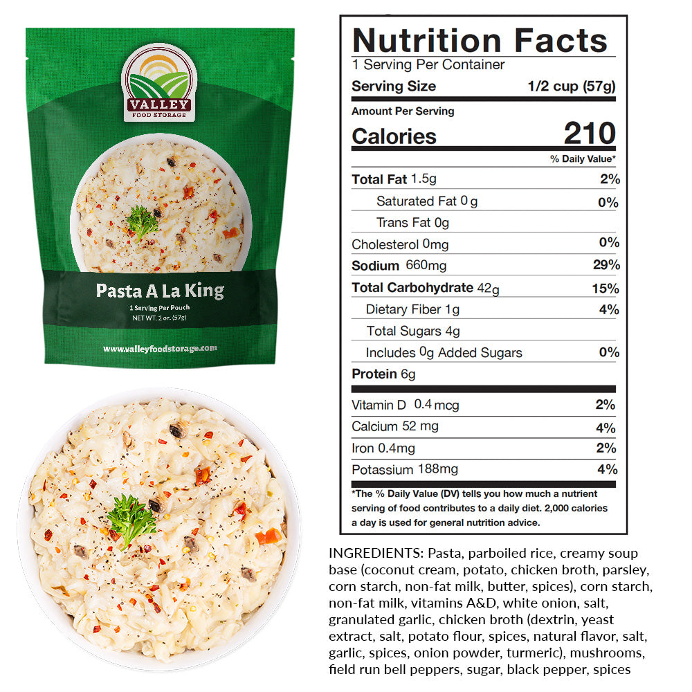 Nutrition Facts of Pasta A La King