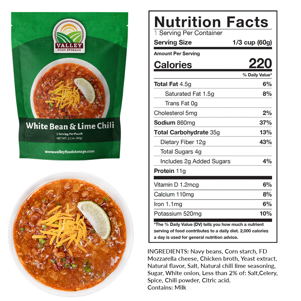 Nutrition Facts of White Bean & Lime Chili