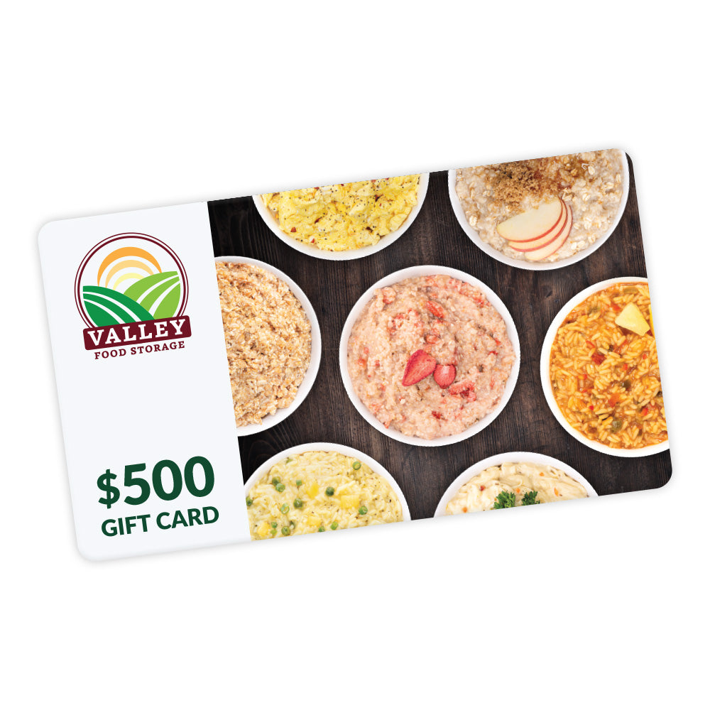 $500 Valley Food Storage Gift Card Gift Card From Valley Food Storage