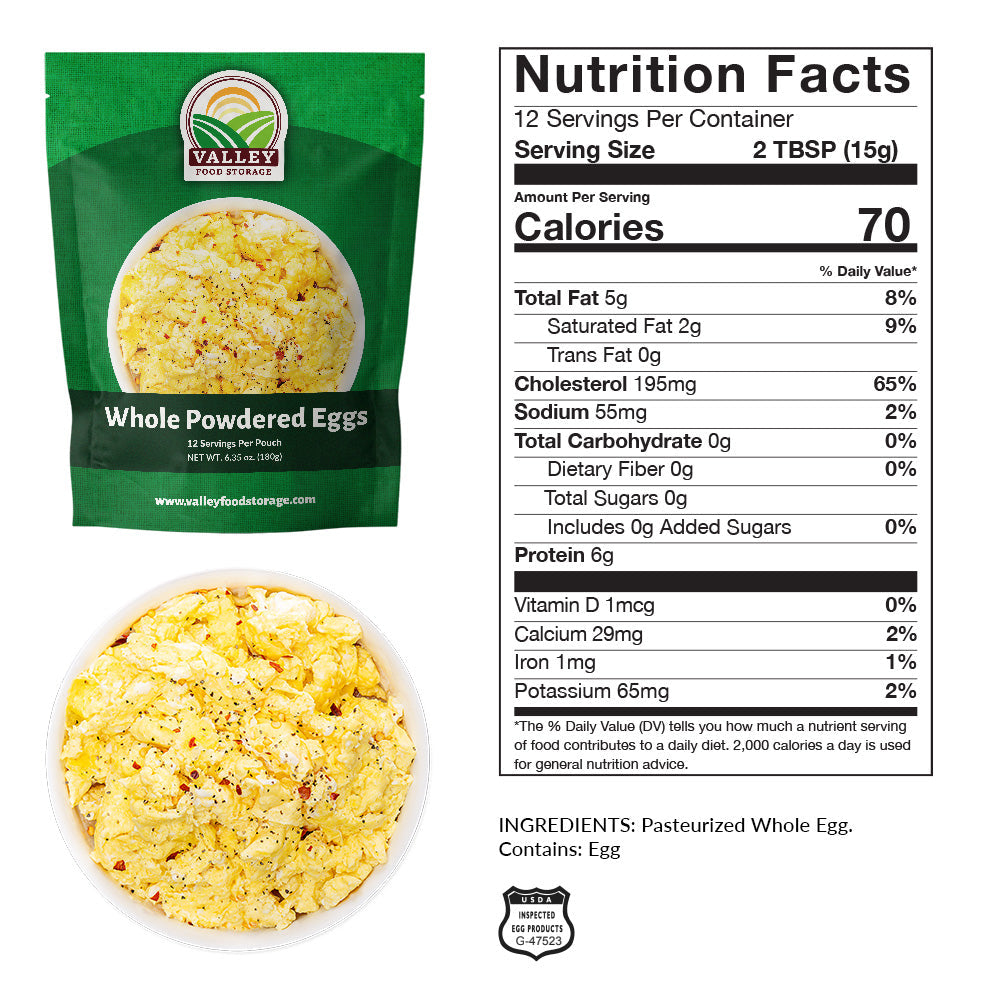 Whole Powdered Eggs Powdered Eggs | Order Dried Whole Egg Powder Instant Eggs Online From Valley Food Storage